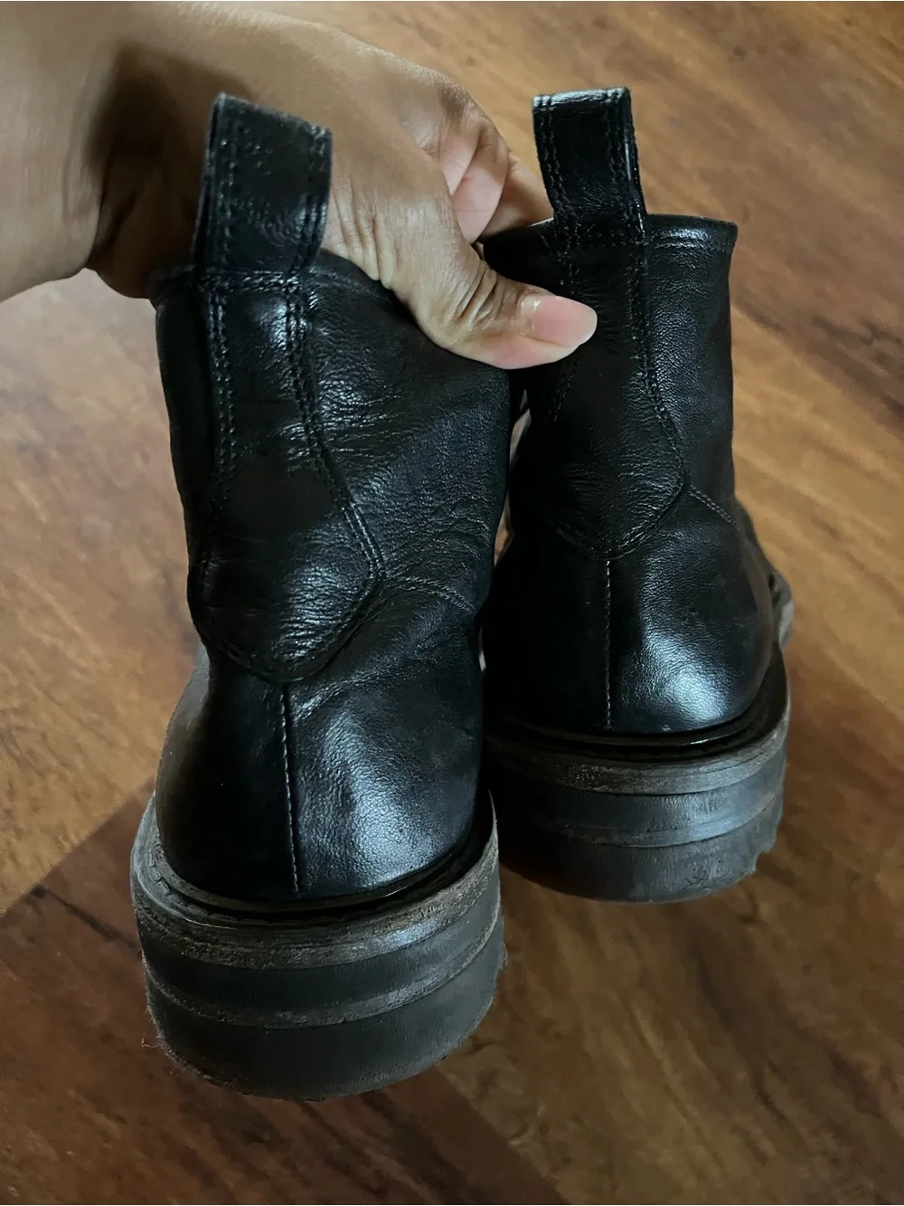 John Varvatos Essex trooper leather black boots men's 13 lace up